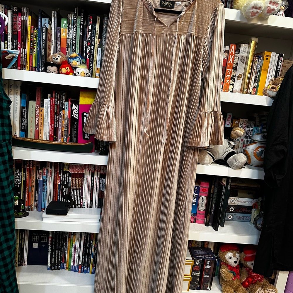 Bob Mackie Velvet Striped Long Sleeve Dress